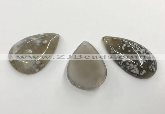 CGP3518 30*40mm - 28*50mm flat teardrop sakura agate slab pendants