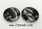 CGP3523 52mm - 58mm flat round sakura agate slab pendants