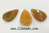 CGP3563 35*55mm faceted flat teardrop agate pendants wholesale