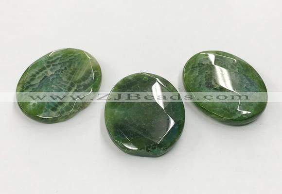 CGP3578 40*50mm faceted oval agate pendants wholesale