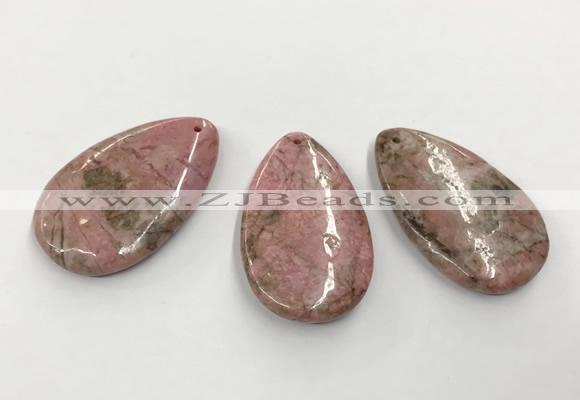 CGP3621 30*50mm flat teardrop rhodochrosite gemstone pendants