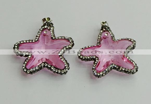 CGP508 35*35mm star crystal glass pendants wholesale