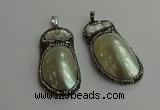 CGP616 25*50mm - 28*55mm freeform shell pearl & pearl pendants