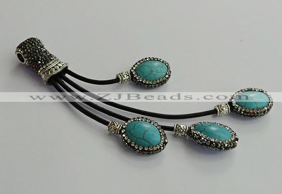 CGP668 15*20mm oval turquoise tassel pendants wholesale