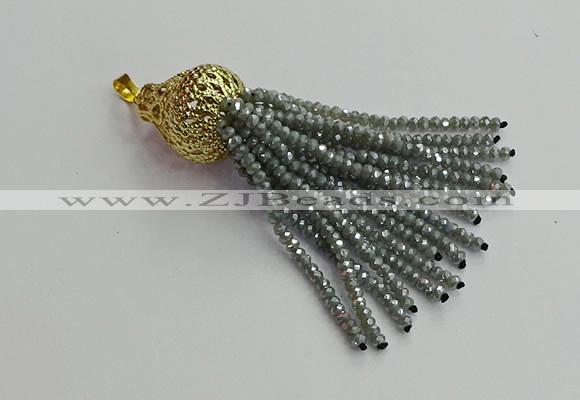 CGP675 2*3mm faceted rondelle handmade chinese crystal tassel pendants