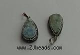 CGP706 16*28mm flat teardrop druzy agate pendants wholesale