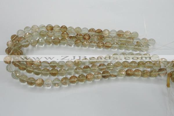 CGQ25 15.5 inches 10mm faceted round gold sand quartz beads