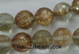 CGQ27 15.5 inches 14mm faceted round gold sand quartz beads