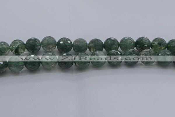 CGQ526 15.5 inches 16mm faceted round imitation green phantom quartz beads