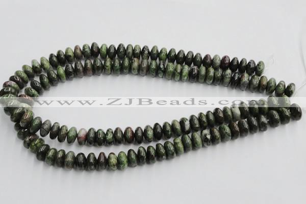 CGR05 16 inches 6*12mm rondelle green rain forest stone beads wholesale