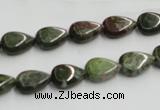 CGR08 16 inches 8*12mm flat teardrop green rain forest stone beads