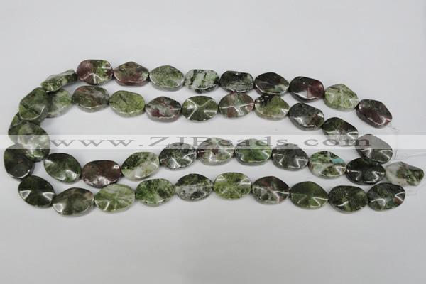 CGR22 15.5 inches 13*18mm wavy oval green rain forest stone beads