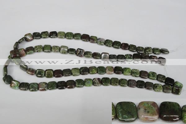 CGR32 15.5 inches 10*10mm square green rain forest stone beads