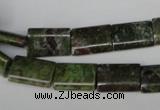 CGR35 15.5 inches 10*14mm flat tube green rain forest stone beads