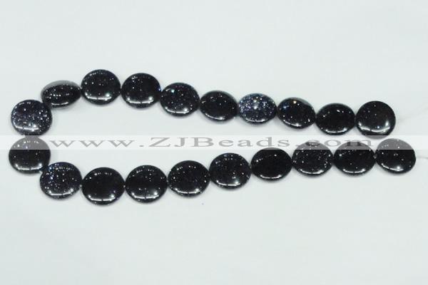 CGS123 15.5 inches 20mm flat round blue goldstone beads wholesale