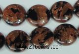 CGS209 15.5 inches 16mm flat round blue & brown goldstone beads wholesale