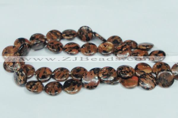 CGS210 15.5 inches 20mm flat round blue & brown goldstone beads wholesale