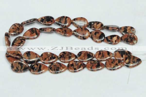 CGS214 15.5 inches 18*25mm flat teardrop blue & brown goldstone beads