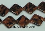 CGS219 15.5 inches 14*14mm diamond blue & brown goldstone beads