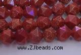 CGS451 15.5 inches 6mm faceted nuggets goldstone beads wholesale