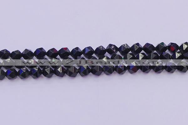 CGS462 15.5 inches 8mm faceted nuggets green goldstone beads