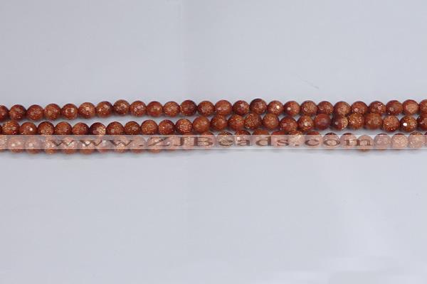 CGS470 15.5 inches 4mm faceted round goldstone beads wholesale