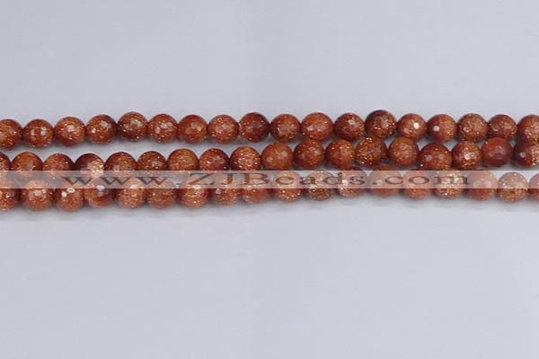 CGS472 15.5 inches 8mm faceted round goldstone beads wholesale