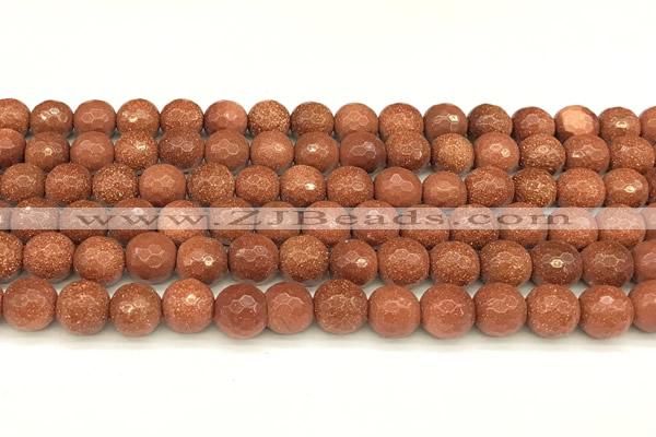 CGS490 15 inches 6mm faceted round goldstone beads