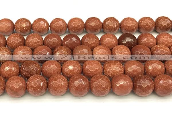CGS493 15 inches 12mm faceted round goldstone beads