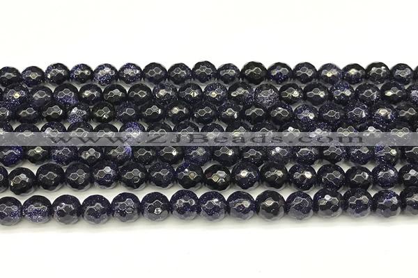 CGS495 15 inches 6mm faceted round blue goldstone beads