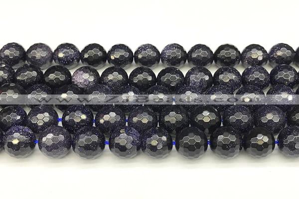 CGS497 15 inches 10mm faceted round blue goldstone beads