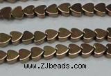 CHE1001 15.5 inches 6*6mm heart plated hematite beads wholesale