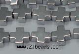 CHE1007 15.5 inches 10*10mm cross plated hematite beads wholesale