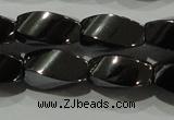 CHE161 15.5 inches 6*12mm twisted rice hematite beads