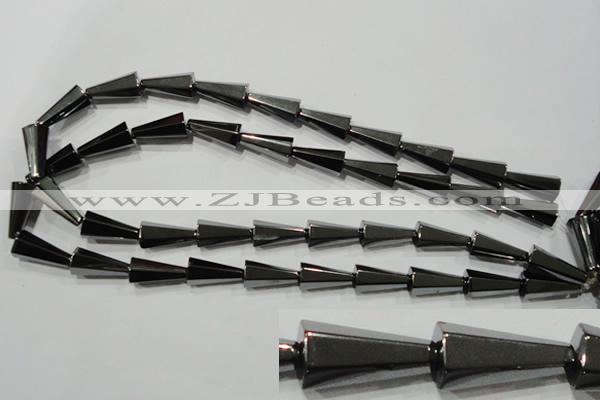 CHE176 15.5 inches 10*20mm faceted cone hematite beads wholesale