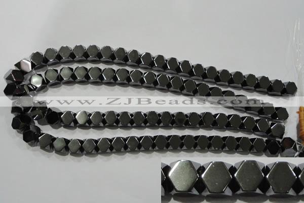 CHE224 15.5 inches 10*10mm faceted cube hematite beads wholesale