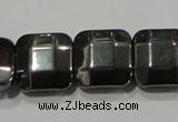 CHE288 15.5 inches 10*10mm faceted square hematite beads wholesale