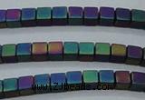 CHE445 15.5 inches 3*3mm cube matte plated hematite beads wholesale