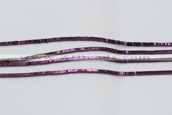 CHE563 15.5 inches 1*2*2mm square plated hematite beads wholesale