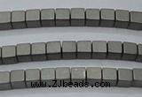CHE608 15.5 inches 2*2mm cube matte plated hematite beads wholesale