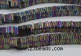 CHE630 15.5 inches 1*3*3mm square matte plated hematite beads