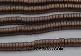 CHE677 15.5 inches 1*3mm tyre matte plated hematite beads