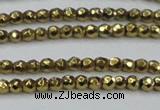 CHE692 15.5 inches 2mm faceted round plated hematite beads