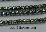 CHE693 15.5 inches 2mm faceted round plated hematite beads