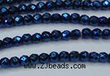 CHE695 15.5 inches 2mm faceted round plated hematite beads