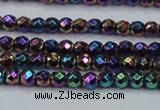 CHE696 15.5 inches 2mm faceted round plated hematite beads