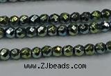 CHE703 15.5 inches 3mm faceted round plated hematite beads