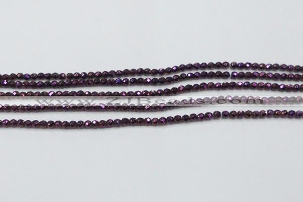 CHE704 15.5 inches 3mm faceted round plated hematite beads