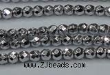 CHE710 15.5 inches 4mm faceted round plated hematite beads