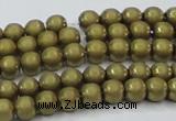 CHE722 15.5 inches 4mm round matte plated hematite beads wholesale